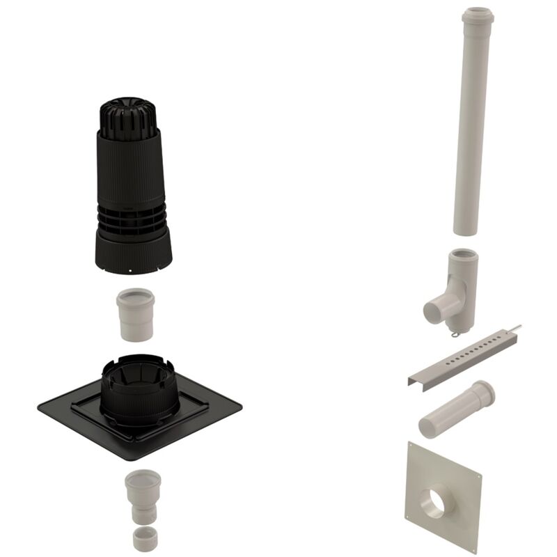 Ubbink - Kit condensation renolux entrée murale D60/100 noir 184426