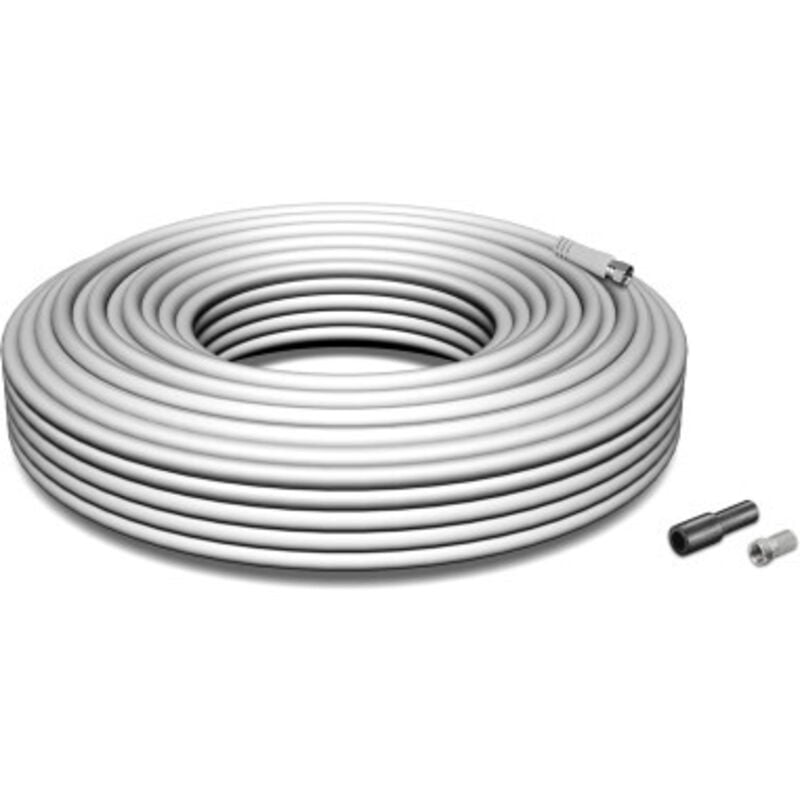 Hdsat - kit Câble Coaxial 50M avec Fiches f et Manchon - tnt tv satellite bobine 50 mètres Top Qualité 120dB