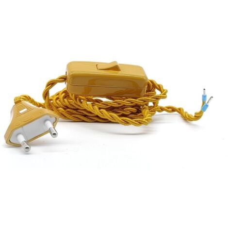 Kit Cable Eléctrico Trenzado con Interruptor y Clavija – Fabricación Lámparas Vintage