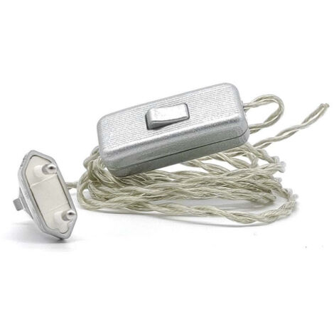 Kit Cable Eléctrico Trenzado con Interruptor y Clavija Gris Vintage