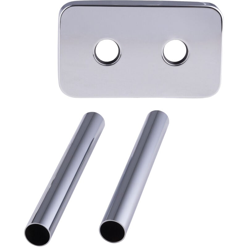 Noyon&thiebault - Kit cache tube chromé plaque double pour radiateur entraxe 50 mm