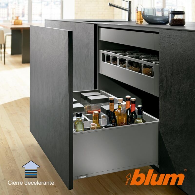 

Blum - Kit Cajon Completo LegraBox F Pure Extracción Total 500 mm Gris Tob - Antracita
