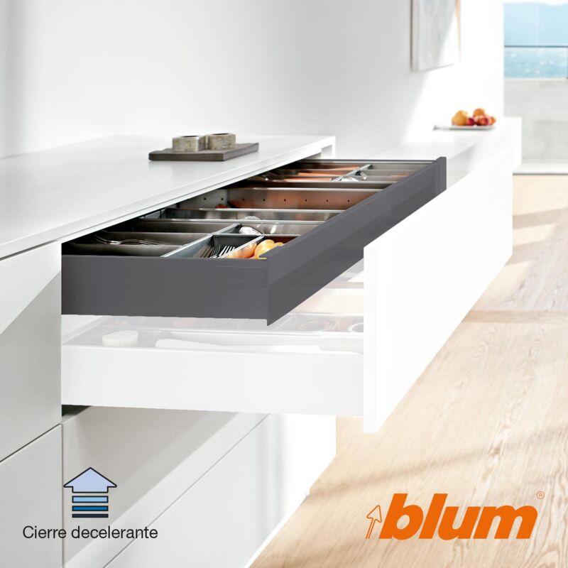 

Blum - Kit Cajon Completo LegraBox M Interior Pure Extracción Total 350 mm Gris Orion Tob - Antracita