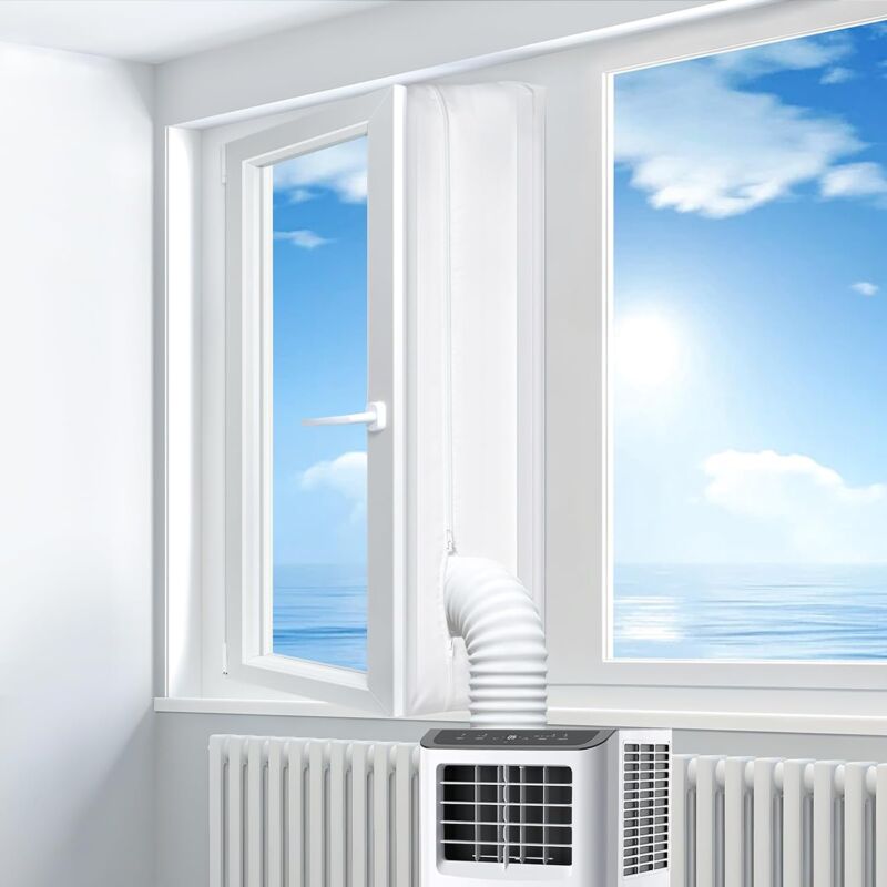 Kit Calfeutrage Climatiseur Mobile Porte Fenetre 300cm, Ac Window Seal Kit, pour Climatiseurs, Sèche-linge et Déshumidificateurs Tuyau évacuation