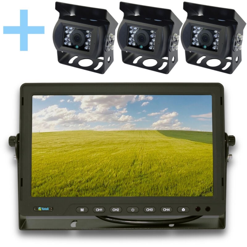 Kit caméra de parking Yatek composé d'un écran 10.1' ahd 1080P + 3 caméras de recul pour le parking Yatek 1080P
