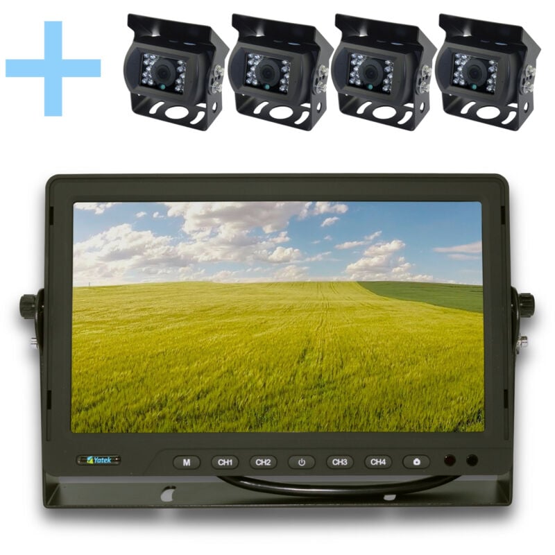 Kit caméra de parking Yatek composé d'un écran 10.1" AHD 1080P + 4 caméras de recul pour le parking Yatek 1080P