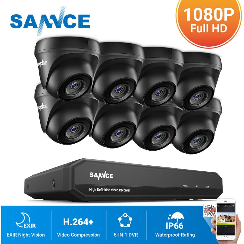 Annke - sannce 8CH 1080p Système de caméra de sécurité dvr 5 en 1 avec caméras de surveillance cctv filaires 1080p pour la maison Kits de