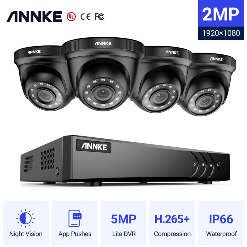 Annke - Kit Caméra de Surveillance Extérieur Home 5MP dvr 41080P Smart ir Vision Nocturne Sécurité cctv Vidéosurveillance Caméra Système