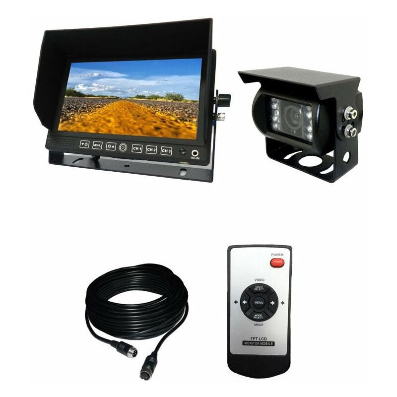 kit camera recul - 10/32v - 1 cam - monit. 7'' / 3 entrees - affich. Intermit.