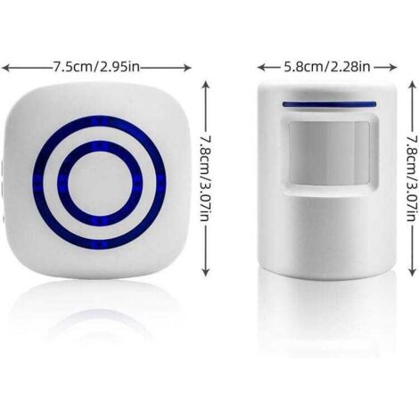 Kit campanello elettrico senza fili con 1 ricevitore e 1 sensore di movimento PIR, allarme di sicurezza per visitatori con