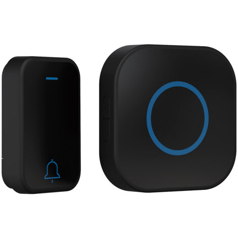 Kit campanello wireless con LED lampeggiante impermeabile per esterni (nero)
