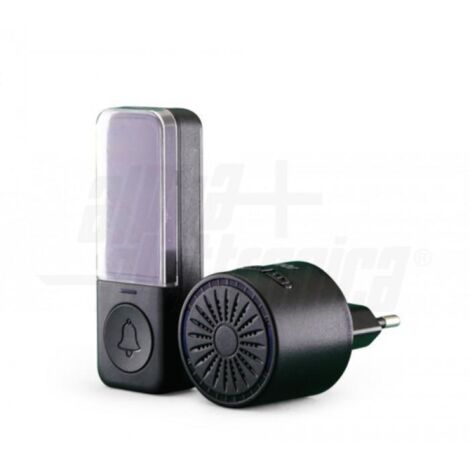 Kit campanello wireless nero con pulsante cinetico