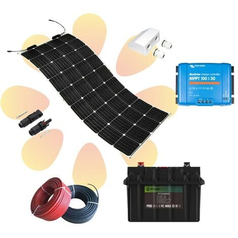 Kit Solar Camper 200W 12V con estructura 1000Whdia