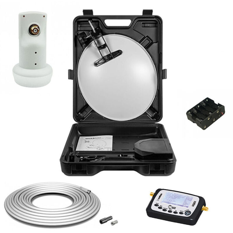 Pack Megasat Parabole acier 40cm + lnb Single + Câble Coaxial 10m + Pointeur - Blanc - Noir