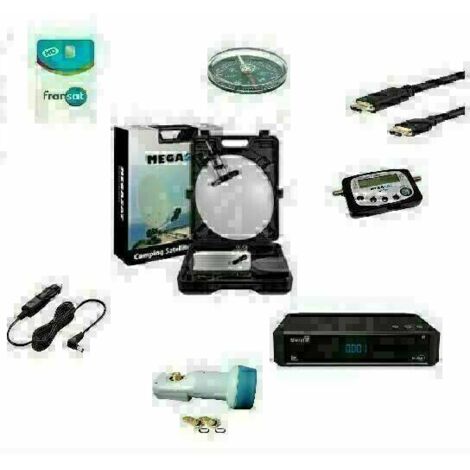 KIT CAMPING CAR Parabole 35 CM + Recepteur MEOSAT FRANSAT + KIT SATFINDER + KIT COAXIAL HD ME