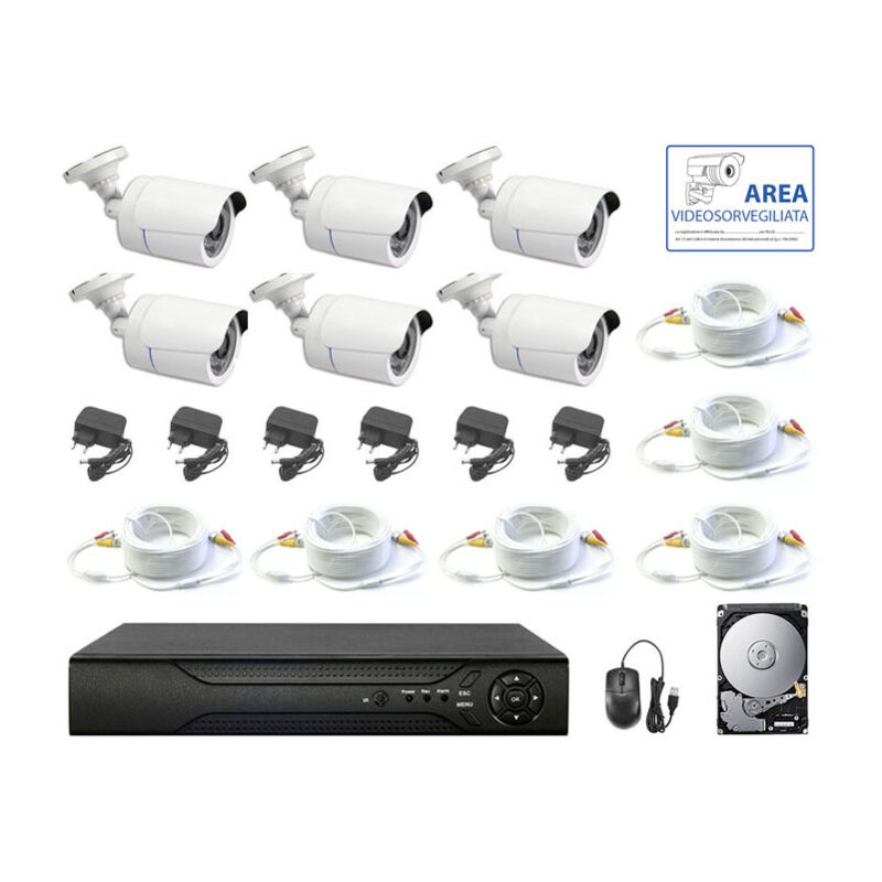 Housecurity - kit caméra 5 mpx ahd 6 caméras ip dvr cables 8 canaux hd 500 gb