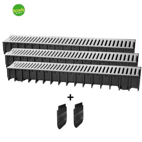 Kit canali per drenaggio acqua in pp con griglia zincata serie sabdrain l= 100 cm  h= 12 cm  p= 12 cm SAB