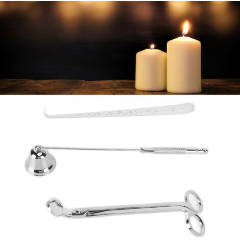 Kit Candle Accessory Set Homme en Stainless Steel et Décoratif Candle Wick Trimmer Cutter Snuffer Wick Dipper - 3PCS Silver