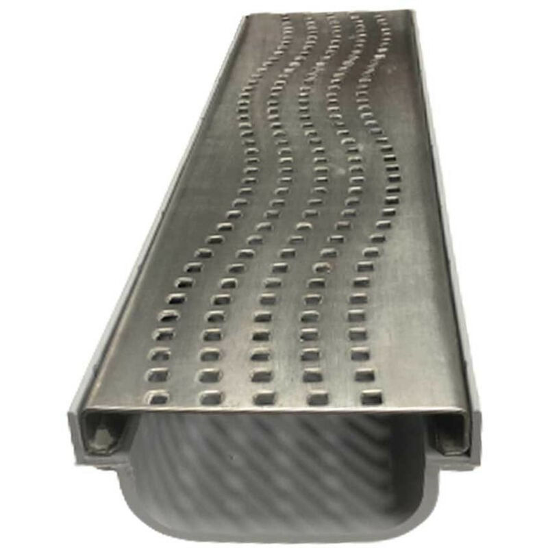 Kit Caniveau d'Évacuation Bas Niveau et Grille en Acier Inox aisi 316 - 500x130x70 mm Adequa