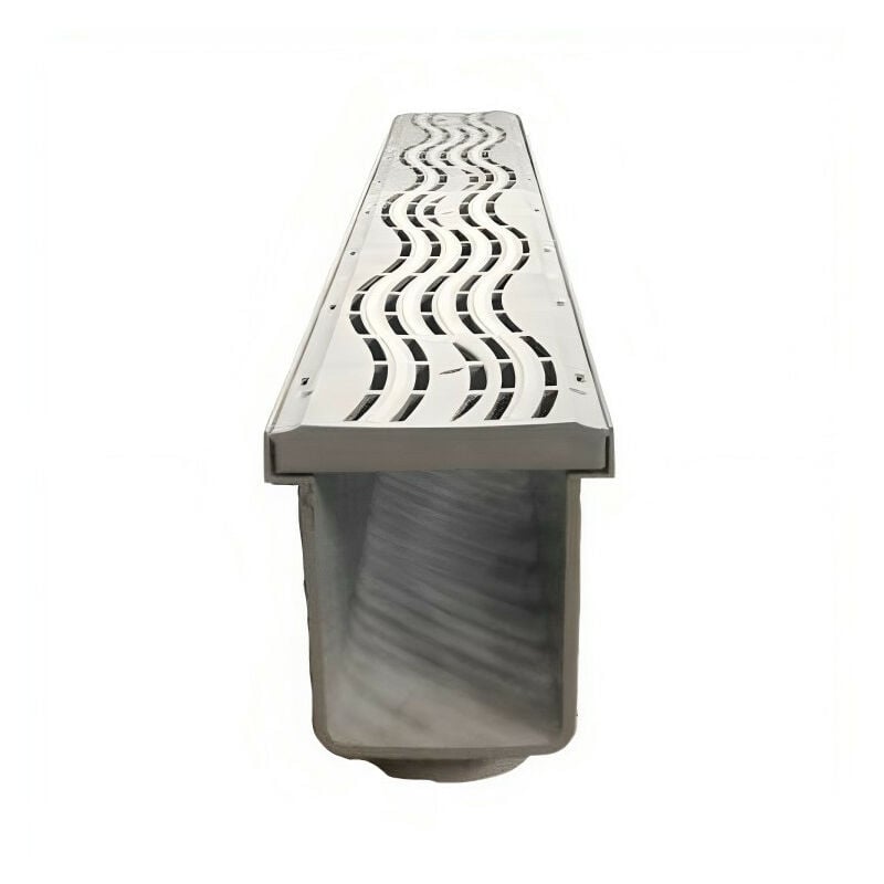 Adequa - Kit Caniveau d'Évacuation et Grille de Piscine Haute Résistance - 1000x130x175 mm