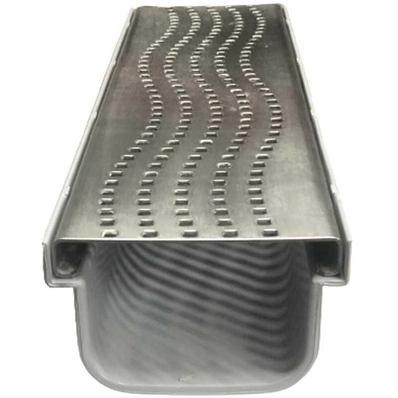 Kit Caniveau d'Évacuation Renforcé et Grille en Inox aisi 316 - 500x130x90 mm Adequa