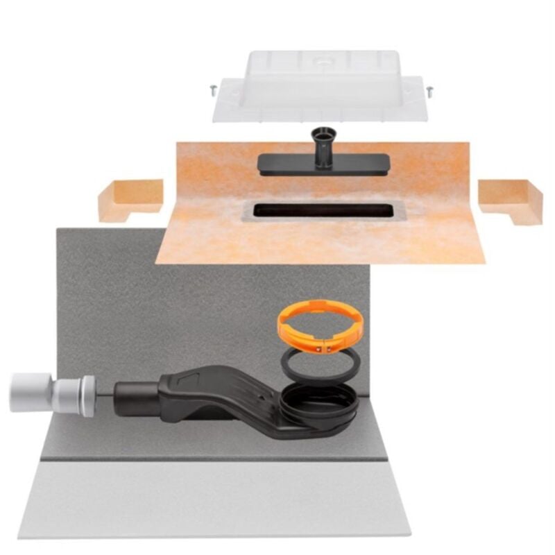 Schluter - Kit caniveau horizontal avec siphon courbé kerdi line vario h 40 - Hauteur garde d'eau: 25 mm - Encombrement en hauteur: 65 mm