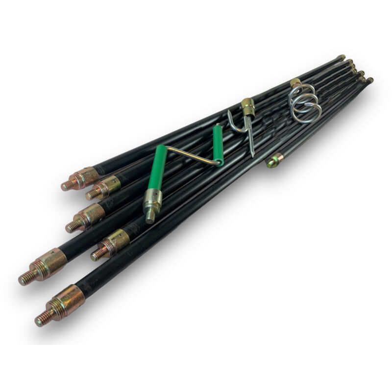 Kibros - Kit hyper pro déboucheur canalisations 7 cannes noires ø 20 mm 13 m 3 accessoires - Quantité x 1 - Kit hyper pro - 13 m + 3 accessoires