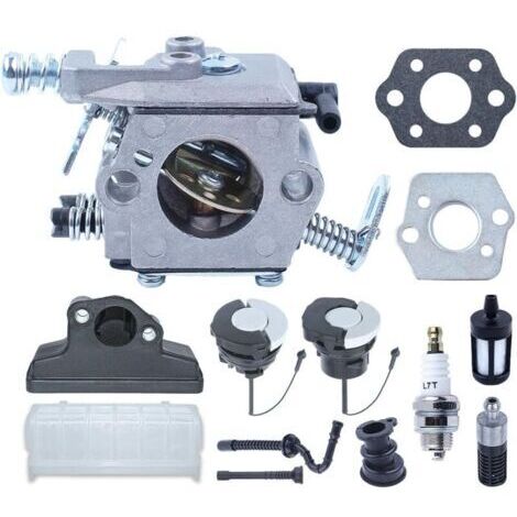 Kit Carburateur pour STIHL 021, 023, 025, MS 210, MS 230, MS 250 Tronçonneuse, Pièces de Rechange Accessoire de Carburateur comprend Joint Bougie Bouchon d'essence 13 en 1