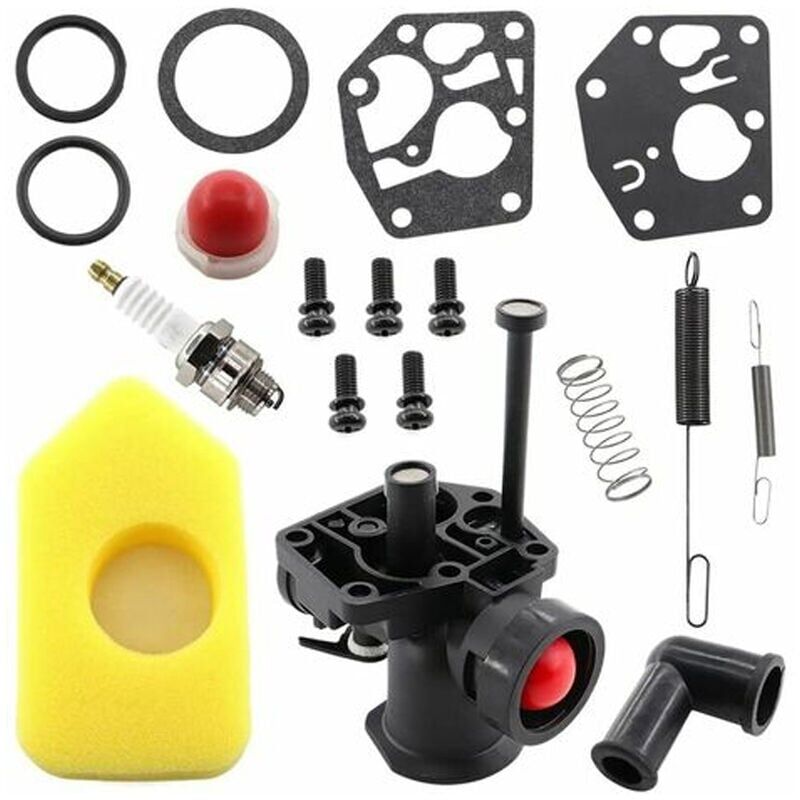 Sunxury - Kit carburateur pour tondeuse à gazon Briggs & Stratton 499809 498809A 494406 et filtre à air 698369 Ressort de régulateur 691859 692211