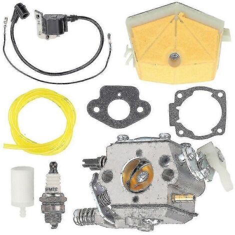 Kit carburateur pour tronçonneuse Husqvarna 50 51 55 61 254 257 261 262 Walbro WT170, carburateur, bougie d'allumage, filtre à carburant, carburateur neuf - FS3 -