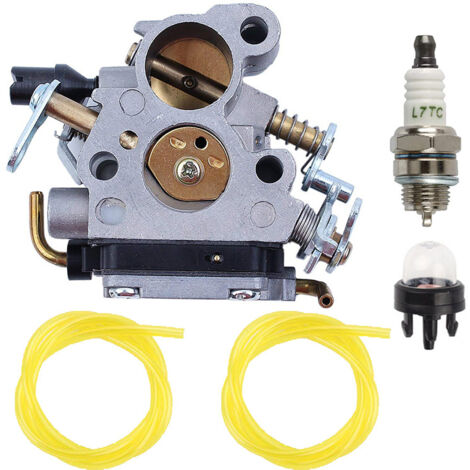 Kit carburatore Husqvarna 235 236E 240E per motoseghe Zama C1T-W33 CS2234 CS2238, dotato di lampadina di avviamento, candela e tubo del carburante.