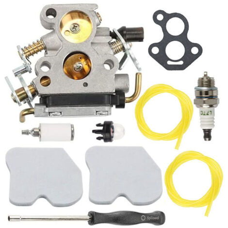 Kit carburatore Husqvarna 235, 236E, 240E per motoseghe Zama C1T-W33, CS2234, GZ380, comprende guarnizioni, candele, tubi del carburante e altri accessori.