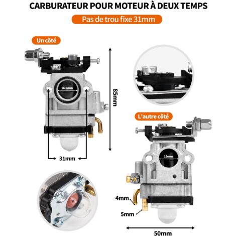 Kit carburatore per decespugliatore 52cc 49cc 43cc per motore a due tempi con tubo carburante, candela, guarnizione, pompa di adescamento