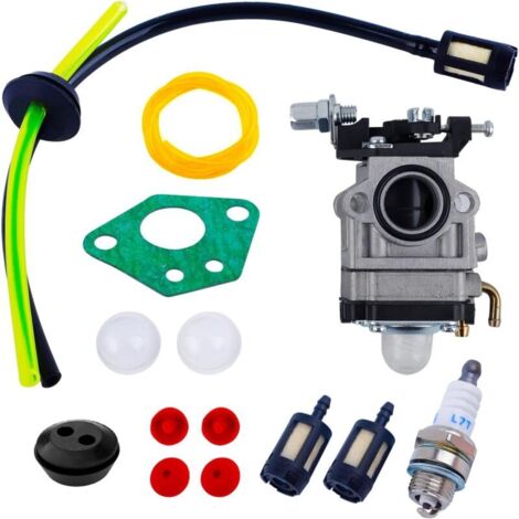 Kit carburatore per tosaerba da 52cc, 49cc, 43cc con guarnizione, tubo flessibile, candela e filtro carburante (14 pezzi)