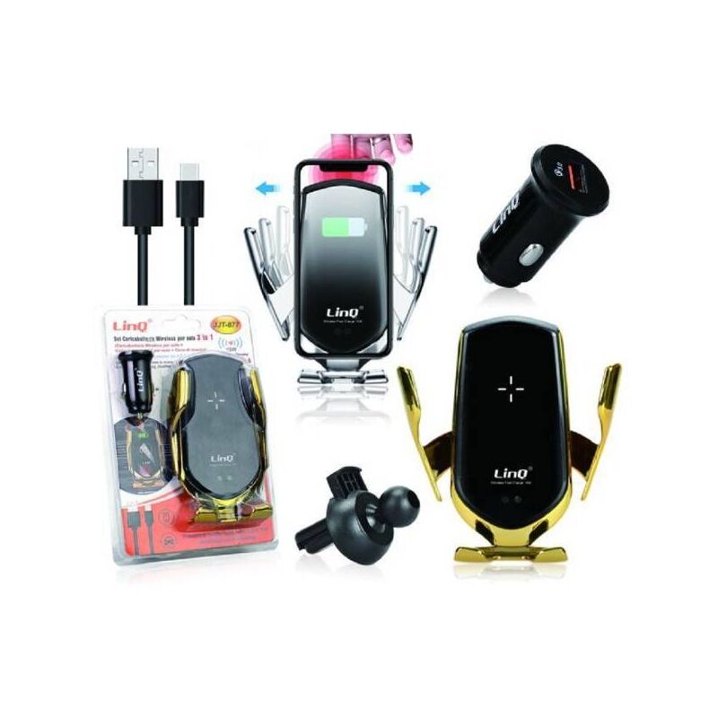 Image of Trade Shop Traesio - Trade Shop - Kit Caricabatteria Wireless 3 In 1 Per Auto Universale Adattatore Cavi Jjt-877