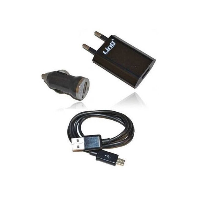 Image of Trade Shop - Kit Caricabatterie 3in1 Per Casa Auto Usb Cellulari Smartphone Micro Usb Tc301s