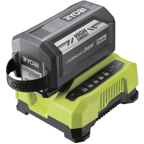 kit caricabatterie singolo rapido e batteria di ricambio ryobi "ry36bc60a-160" 36v 6ah