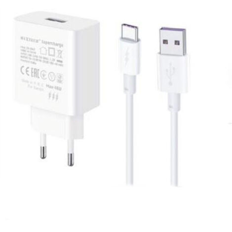 Kit caricabatterie usb-microusb per tablet smartphone 1m bianco supercharge 40watt