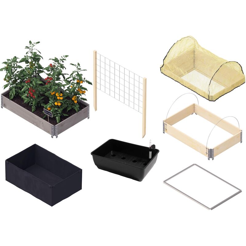 Upyard - Kit carré potager avec accessoires Gardenbox 120 x 80 cm - Gris
