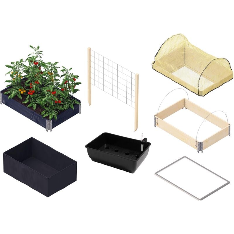 Kit carré potager avec accessoires Gardenbox 120 x 80 cm - Noir