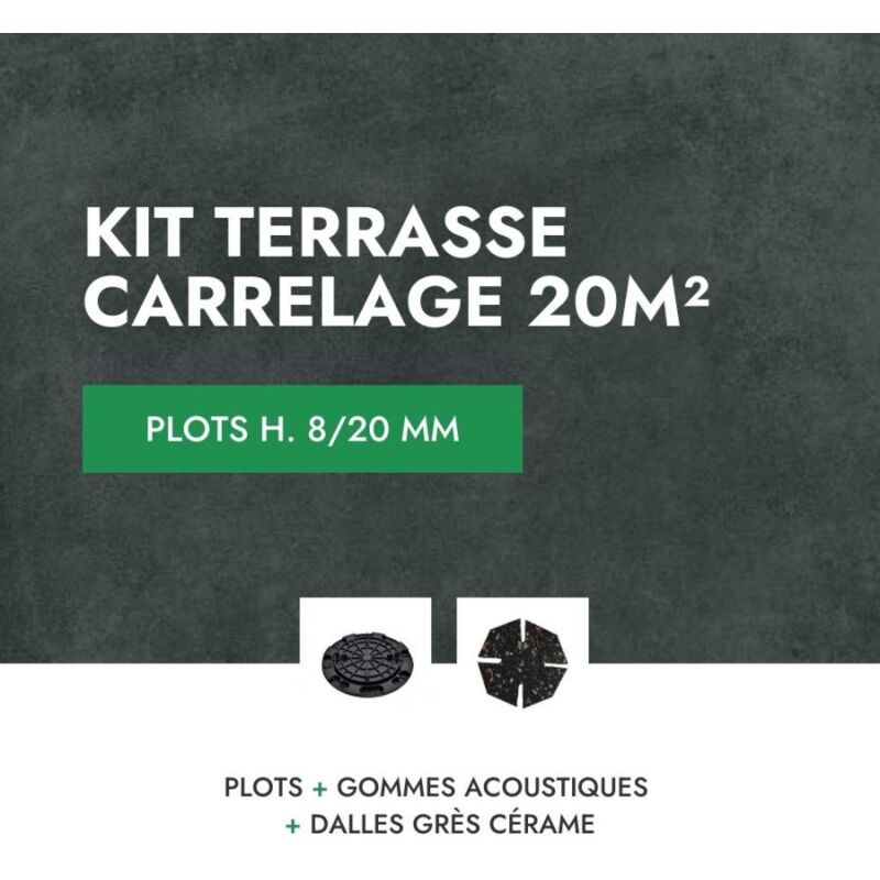 Kit carrelage terrasse 20m² - Aspect Béton Glocal Absolute 60x60 cm - Mirage - 8/20 mm
