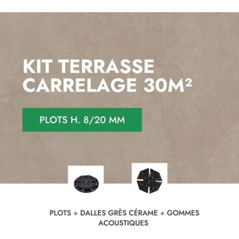 Kit carrelage terrasse 30m² - Aspect Ciment Glocal Sugar 60x60 cm - Mirage - 8/20 mm