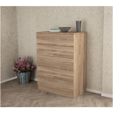 KIT CASSETTIERA 5 CASSETTI 80X45X111 CM ROVERE- 1,0 pz