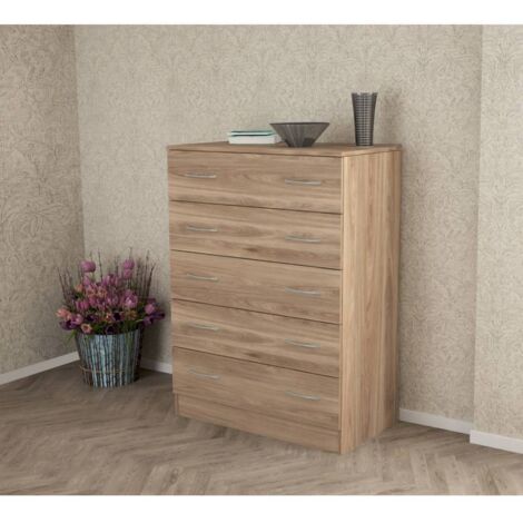 KIT CASSETTIERA 5 CASSETTI 80X45X111 CM ROVERE