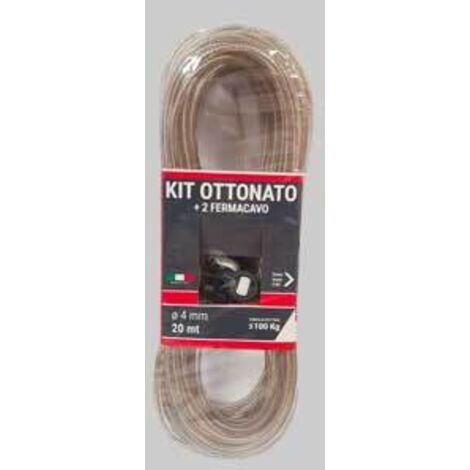KIT CAVETTO STENDIBIANCHERIA MATASSA Ø mm 4 - mt 20, Con 2 fermacavi