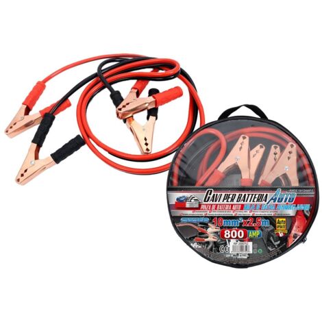 Kit Cavi Avviamento Auto 800A 2,5m Rame 10mm² Emergenza Auto Moto Fino 2000cc