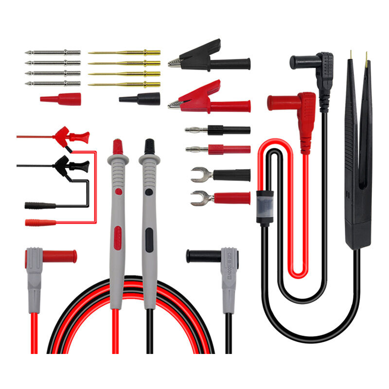 Image of Kit cavi multimetro 23 in 1 con pinzette a coccodrillo, sonda di test, gancio per test a molla, spina a banana, clip di test SMD, tester multimetro,