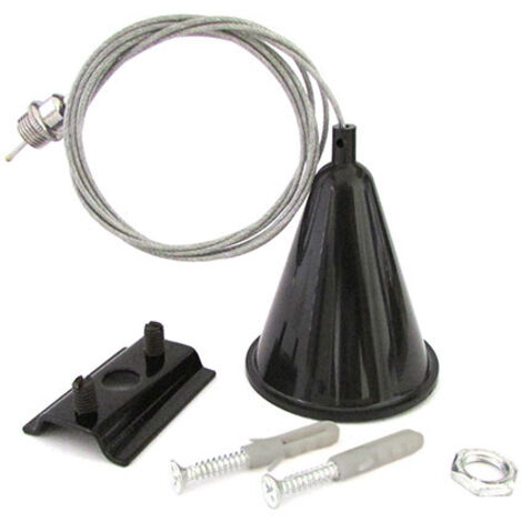 Kit Cavo Sospensione Per Binario Mono Fase Colore Nero Filo 150cm da Un Lato