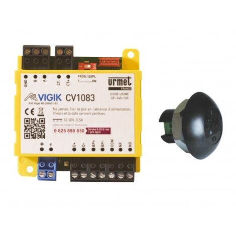 Kit centrale CV1083 + T25Vk2 pour contrôle d'accès – Alimentation 12/26V – 5000 clés max – Compatible platines 2Voice URMET - KCV1083