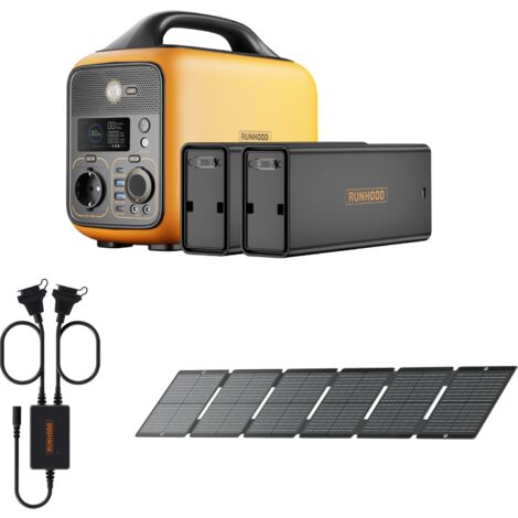 Kit Chantier Leger RUNHOOD - 648 Wh + 100 W Solaire - Energie Portable pour Petit Outillage